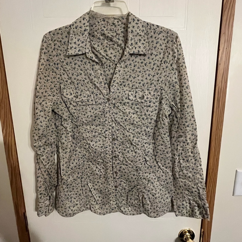 Blue and green long sleeved blouse